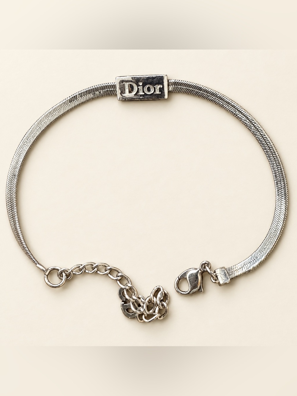 Dior Silver Tone Bracelet Dior Logo Beautiful